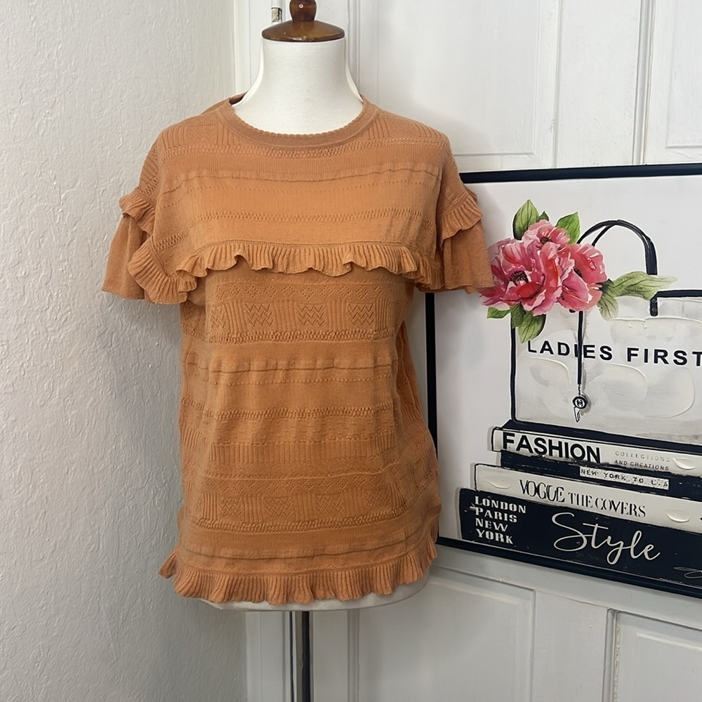 Etro Peach Knit Wool Blend Blouse Size 42/M